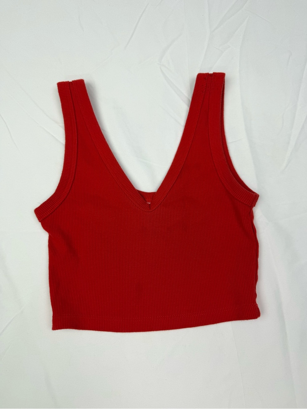 wild fable Red Ribbed V-Neck Crop Tank